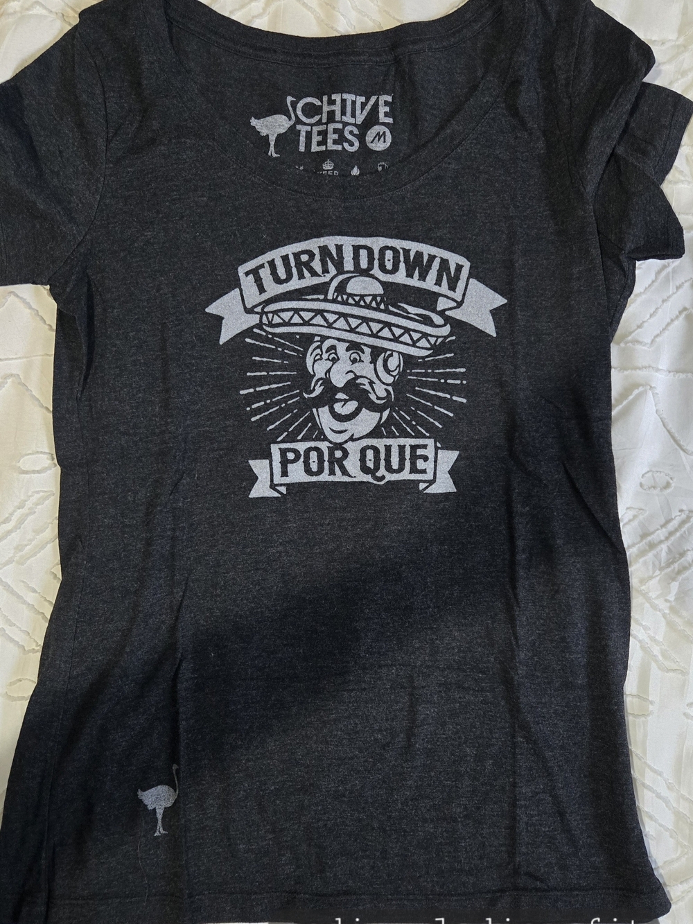 Women's 'Turn Down Por Que' Short Sleeve Tee - Charcoal